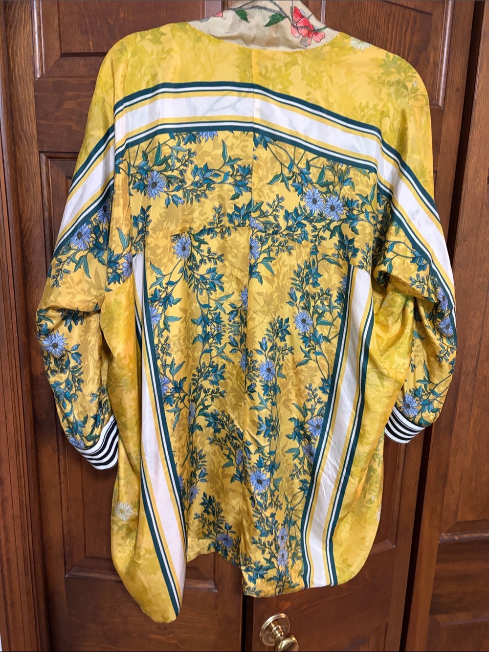 Johnny Was Reversible Yellow Floral kimono with Accent colors
